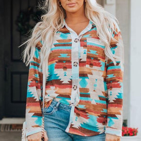 Printed Button Up Long Sleeve Shirt